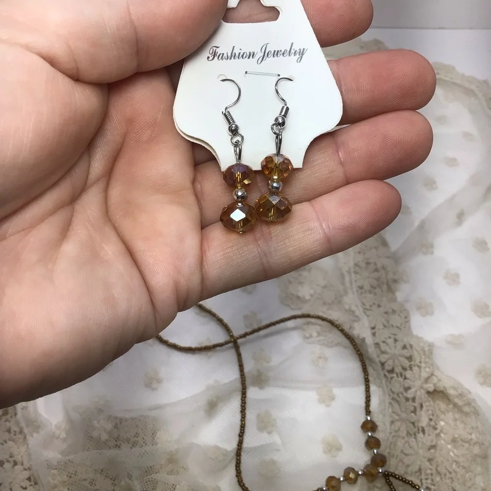 Fashion Beaded & Glass Necklace & Earring Set